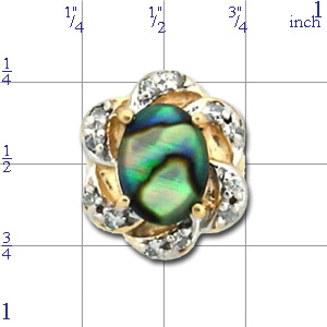 A1615 14K GREEN PAUA 12 DIAMOND SLIDE 